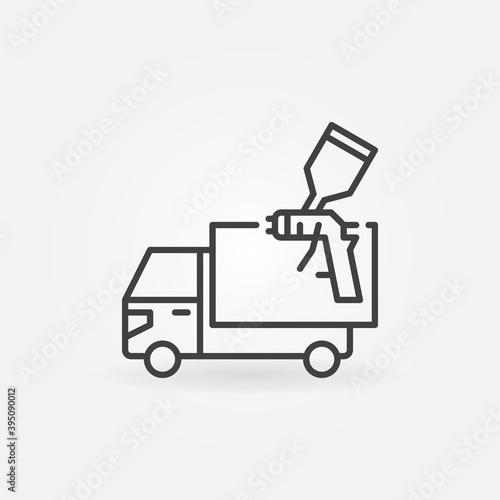Truck Body Painting with Spray Gun vector thin line concept icon or design element