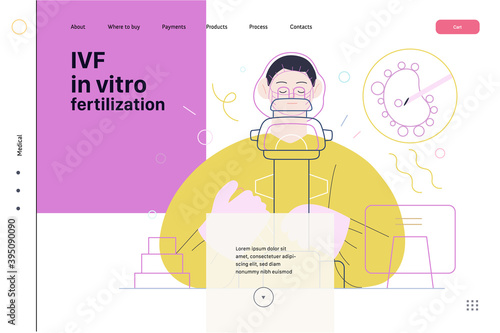 Test tube baby, in vitro fertilization, IVF -medical insurance illustration -modern flat vector concept digital illustration - laboratory assitant carrying out the procedure of IVF, medical laboratory