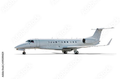 Modern corporate business jet isolated on white background