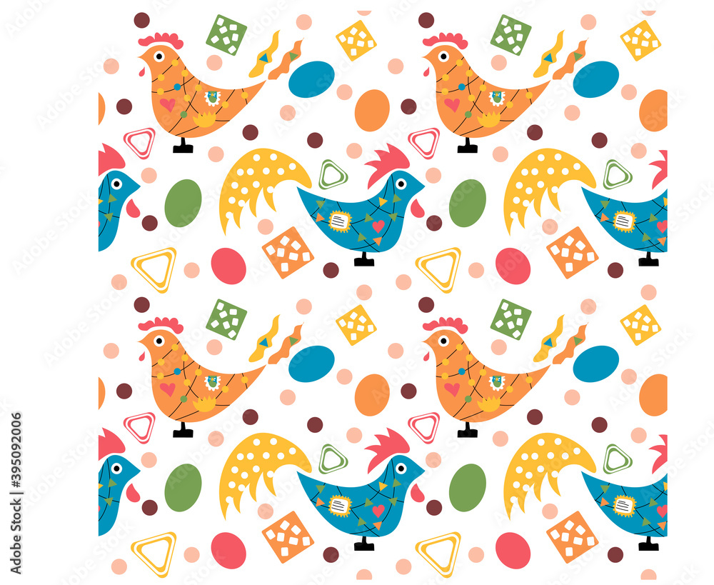 Easter vector seamless pattern with chickens.
Easter vector seamless pattern with chickens.
