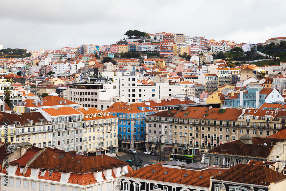 view over the city  the capital of Portugal Lisbon Lisboa buildings with orange rooftops