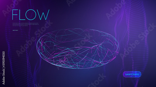 Ai artificial intelligence line flow. Music abstract background. Purple digital world fiber optic 3d design. Machine learning future innovation. Tecnology background vector.