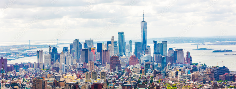 MANHATTAN, NEW YORK CITY. Manhattan skyline and skyscrapers aerial view.