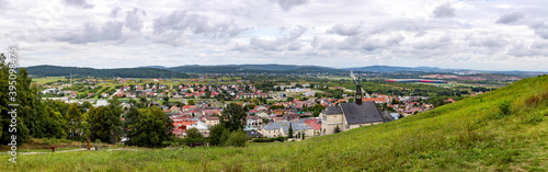 Panoramic view of town Checiny in Swietokrzyskie Mountains.