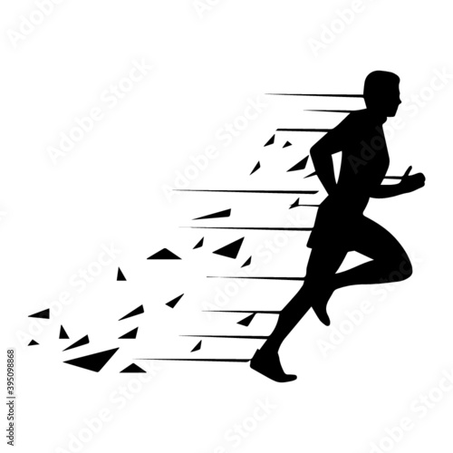 Abstract vector runner. Running man, vector isolated illustration. Sport, athlete, run, decathlon