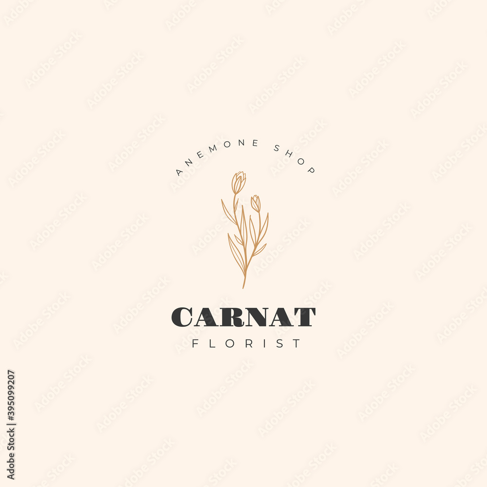 Obraz premium Abstract Flowers Vector Signs or Logo Templates. Retro Floral Illustration with Classy Typography. Feminine Logo. Modern Logo Template for florist, photographer, fashion blogger, design studio.