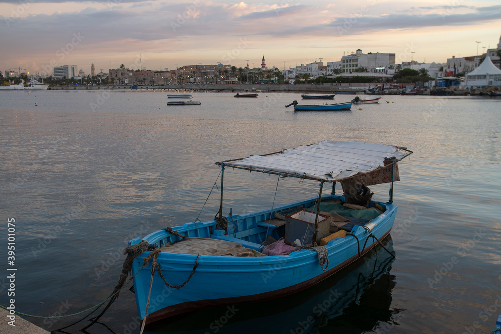 Fototapeta premium Sea port in cloudy weather, Tripoli, Libya