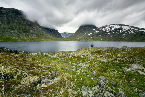 Leirvassbu, Jotunheimen National Park, Norway, In the depths of a mountain visible Kyrkja photo