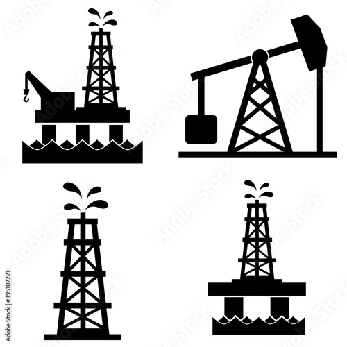 Oil rig icon, logo isolated on white background photo