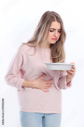 Woman suffering from nausea