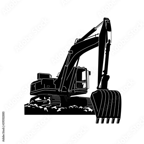 Foto Crawler Excavator Modern Flat Vector Illustration