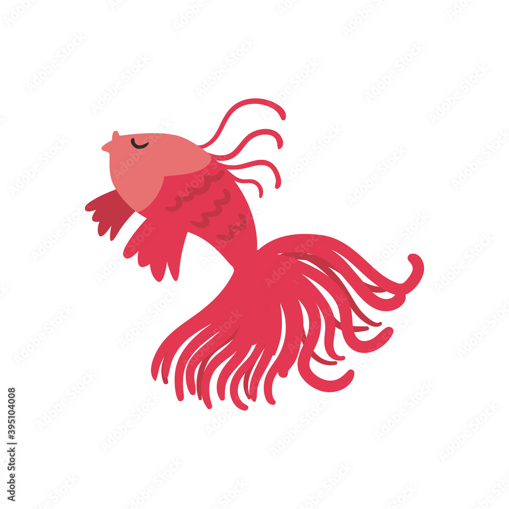 Obraz premium cute dancing fish on white background