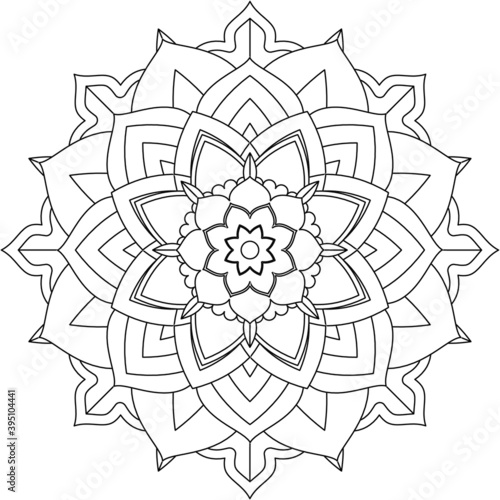 Mandala coloring book featuring simple Mehndi flower patterns, perfect for beginners, seniors, children; ethnic Indian-style designs.
