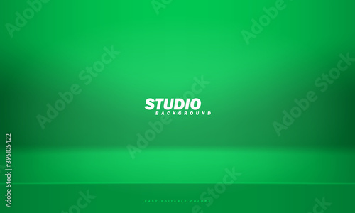 Empty green studio room background, used as background for display your products