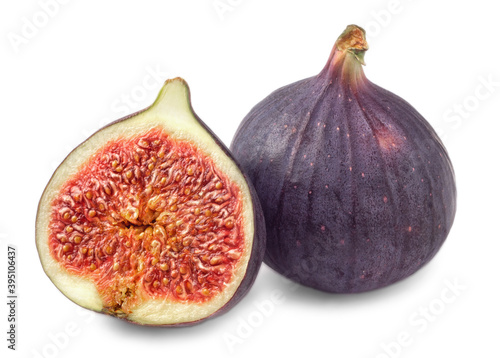 Whole and half figs isolated