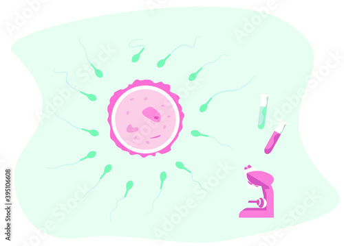 Gynecology Obstetrics Clinic.Visiting Gynecologist.Female Consultation.In Vitro Fertilization.Artificial Insemination.Flat Vector Illustration