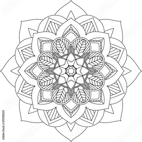 Easy Mandala coloring book simple and basic for beginners, seniors and children. Set of Mehndi flower pattern for Henna drawing and tattoo. Decoration in ethnic oriental, Indian style.