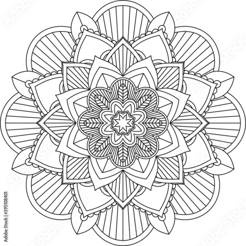 Easy Mandala coloring book simple and basic for beginners, seniors and children. Set of Mehndi flower pattern for Henna drawing and tattoo. Decoration in ethnic oriental, Indian style.