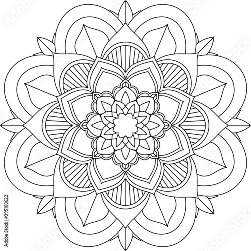 Easy Mandala coloring book simple and basic for beginners, seniors and children. Set of Mehndi flower pattern for Henna drawing and tattoo. Decoration in ethnic oriental, Indian style.