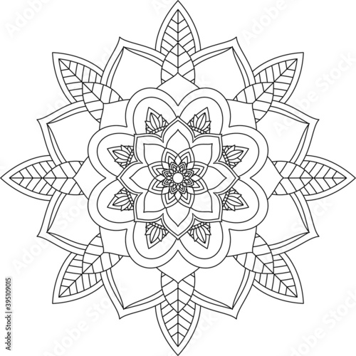 Easy Mandala coloring book simple and basic for beginners, seniors and children. Set of Mehndi flower pattern for Henna drawing and tattoo. Decoration in ethnic oriental, Indian style.