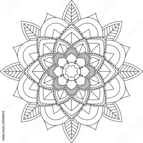 Easy Mandala coloring book simple and basic for beginners, seniors and children. Set of Mehndi flower pattern for Henna drawing and tattoo. Decoration in ethnic oriental, Indian style.