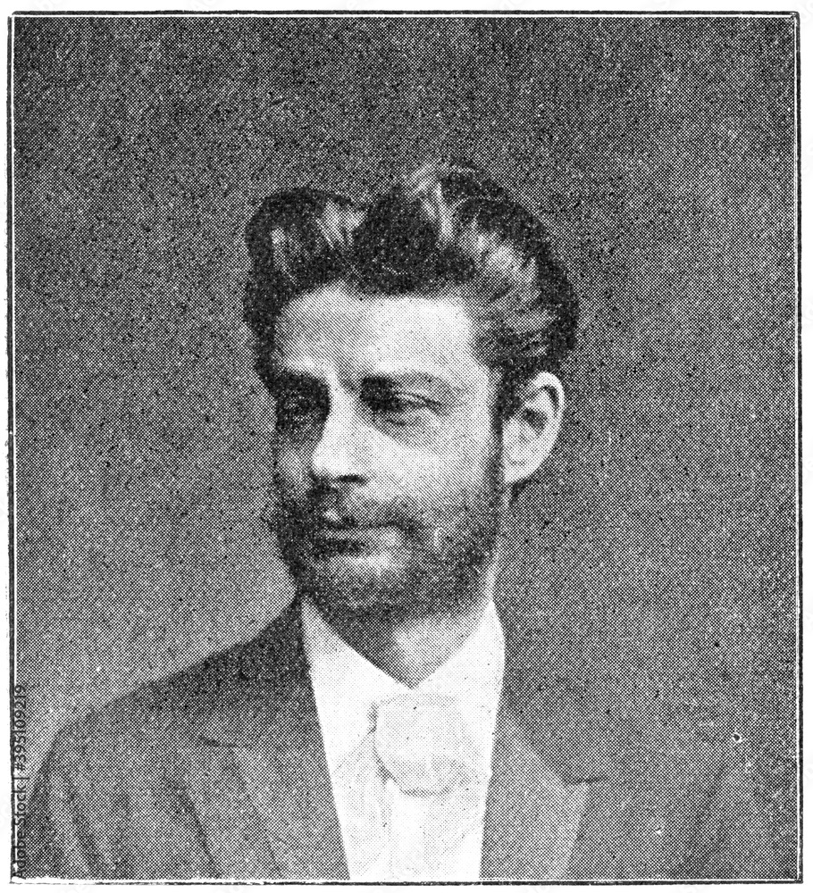 Obraz premium Portrait of Georg Morris Cohen Brandes - a Danish critic and scholar. Illustration of the 19th century. White background.