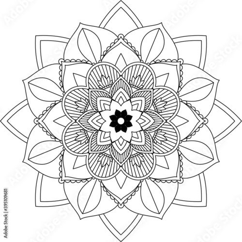 Easy Mandala coloring book simple and basic for beginners, seniors and children. Set of Mehndi flower pattern for Henna drawing and tattoo. Decoration in ethnic oriental, Indian style.