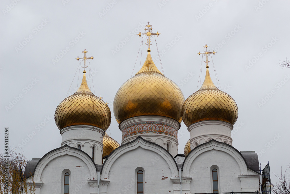 Russian city Yaroslavl architecture and buildings in cloudy autumn day