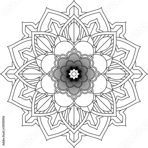 Easy Mandala coloring book simple and basic for beginners, seniors and children. Set of Mehndi flower pattern for Henna drawing and tattoo. Decoration in ethnic oriental, Indian style.