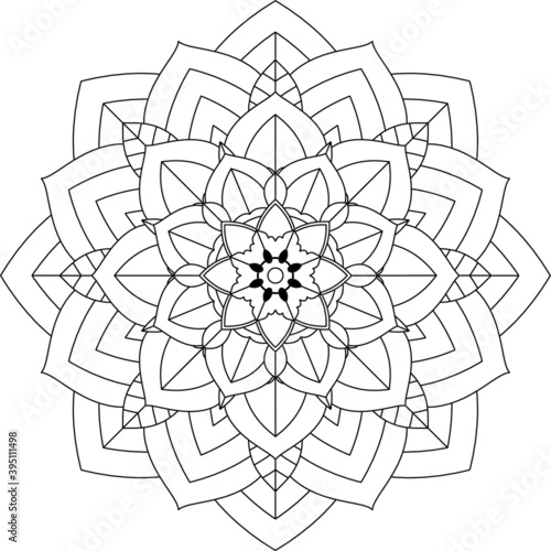 Easy Mandala coloring book simple and basic for beginners, seniors and children. Set of Mehndi flower pattern for Henna drawing and tattoo. Decoration in ethnic oriental, Indian style.