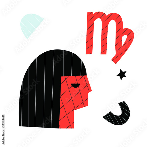 Virgo zodiac abstract flat vector illustration. Set of hand drawn constellation. Scandinavian design.