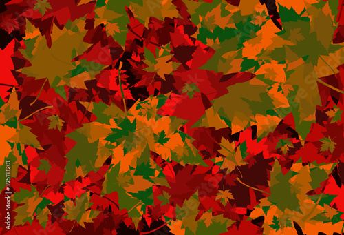 an illustrative background texture of some maple leaves layered over each other showing off those autumn colours and feel