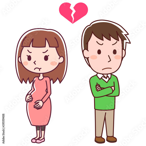 喧嘩する妊婦と男性