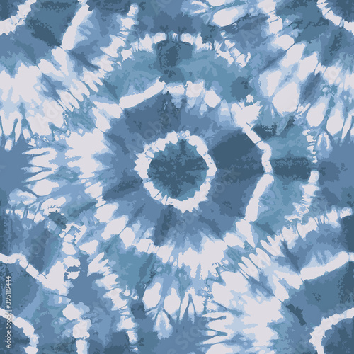 Blue Tie Dye traditional circular repeat pattern photo
