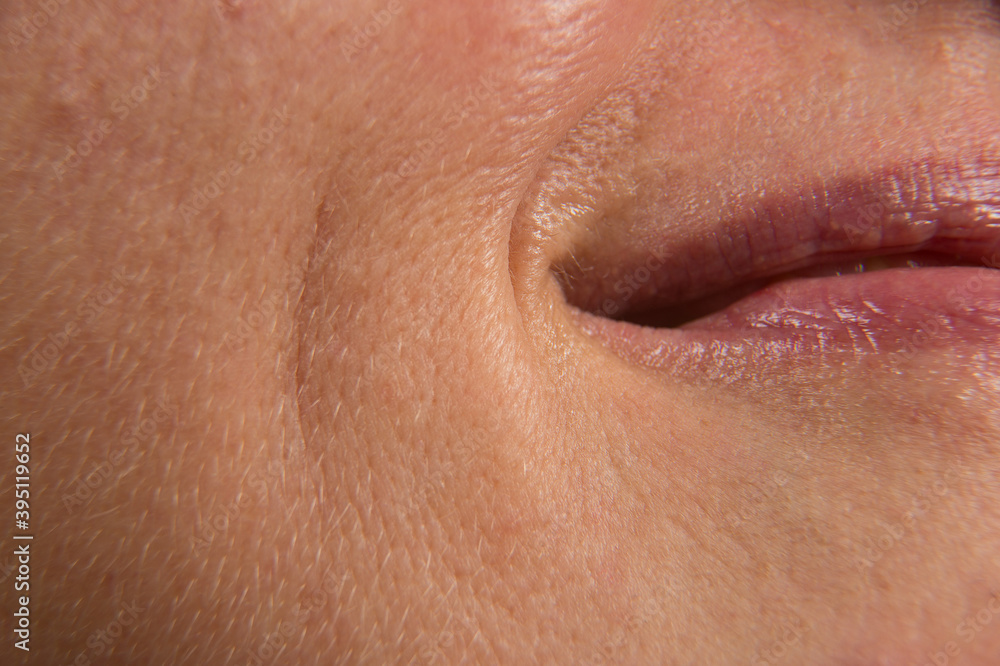 Obraz premium A womans mouth and lips in close up