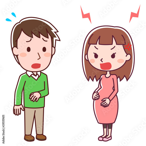 怒る妊婦と困惑する男性