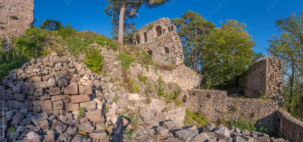 Heiligenstein, France - 09 01 2020: View of the ruins of the Landsberg Castle