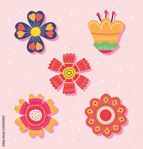 flowers and floral elements, colorful design