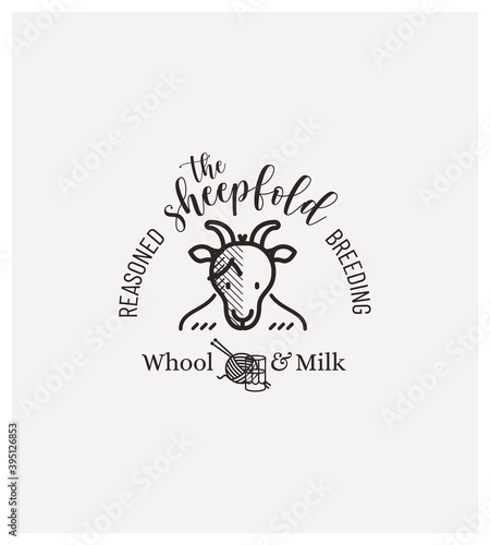 tampon logo chèvrerie artisanale, tampon, logo, label, cachet, rétro, trait, illustration