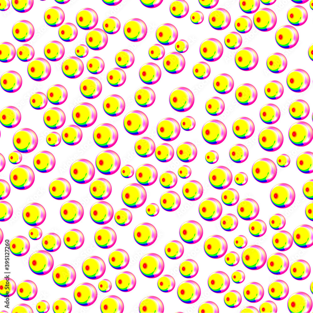 Yellow red bubbles seamless background with circles