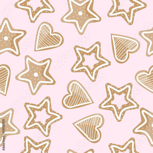 seamless pattern with festive gingerbread. New Year's sweets. print for design of fabrics, clothes, covers with winter cookies.