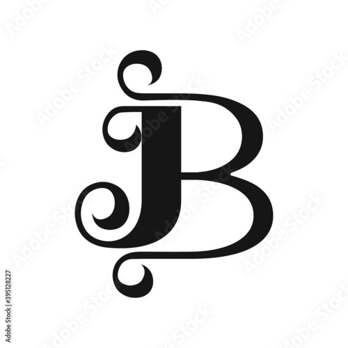 initial letter bj or jb logo vector design