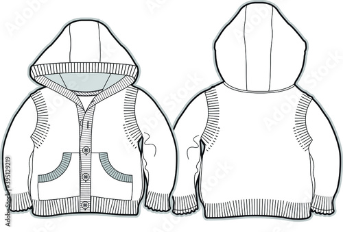 Hooded Knit Cardigan for Baby vector
