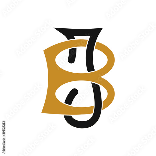 Initial letter bj or jb logo design template