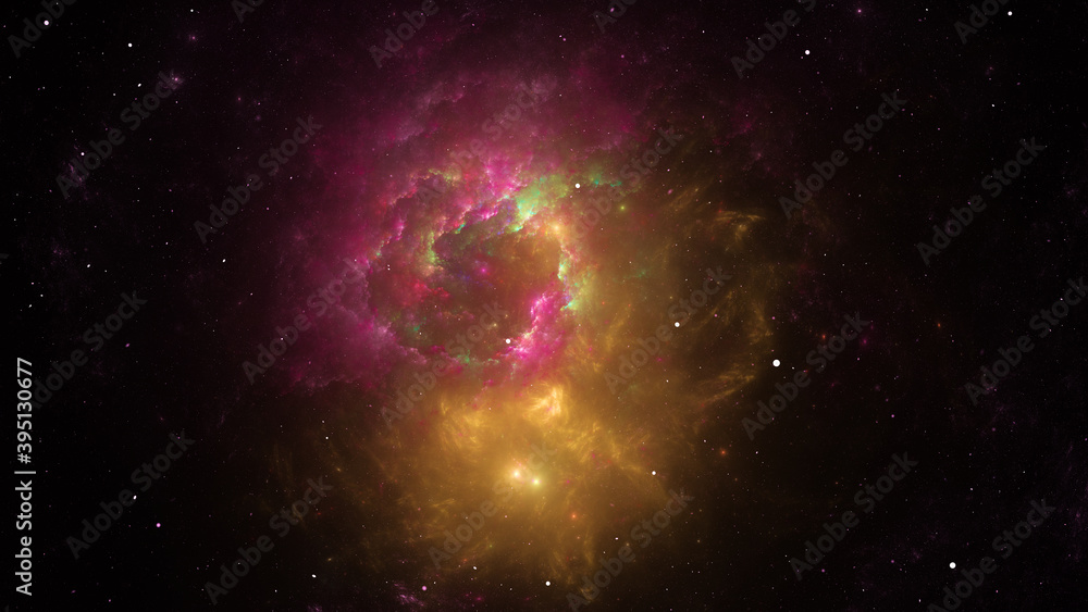 3D illustration of abstract fractal for creative design looks like galaxies