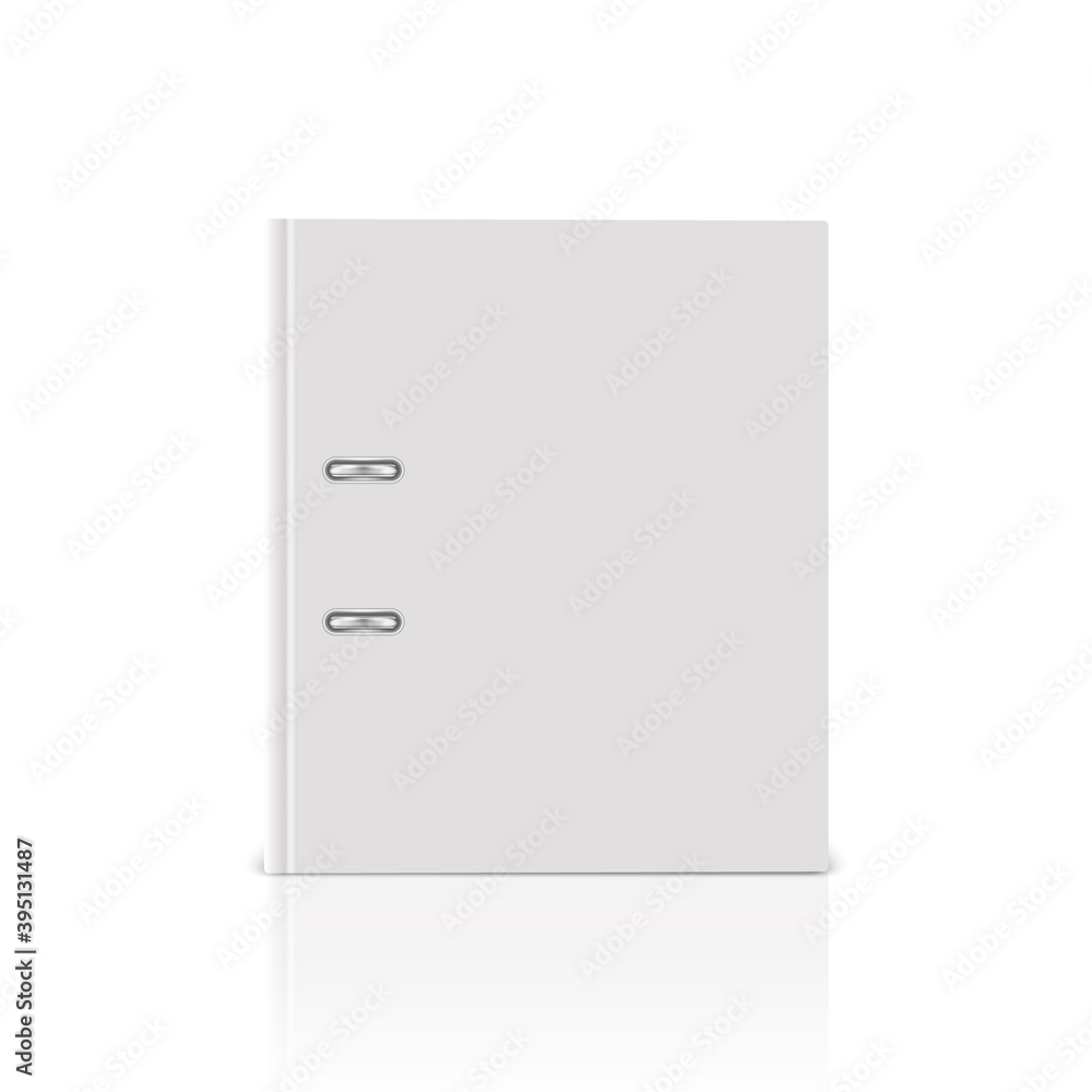 Vector 3d Closed Realistic Closed White Blank Office Binder Cover with Metal Rings for A4 Paper Closeup Isolated on White Background with Reflection. 4cm, 5cm. Design Template, Mockup, Front View Vector 3d Closed Realistic Closed White Blank Office Binder Cover with Metal Rings for A4 Paper Closeup Isolated on White Background with Reflection. 4cm, 5cm. Design Template, Mockup, Front View