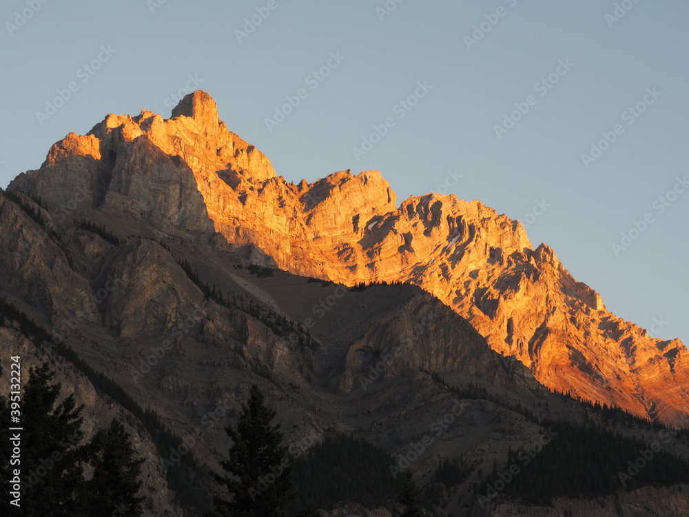 Cascade Mountain lit in sunrise at Banff, Canadian Rockies Canada   OLYMPUS DIGITAL CAMERA