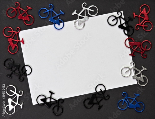 White frame with bicycles. photo