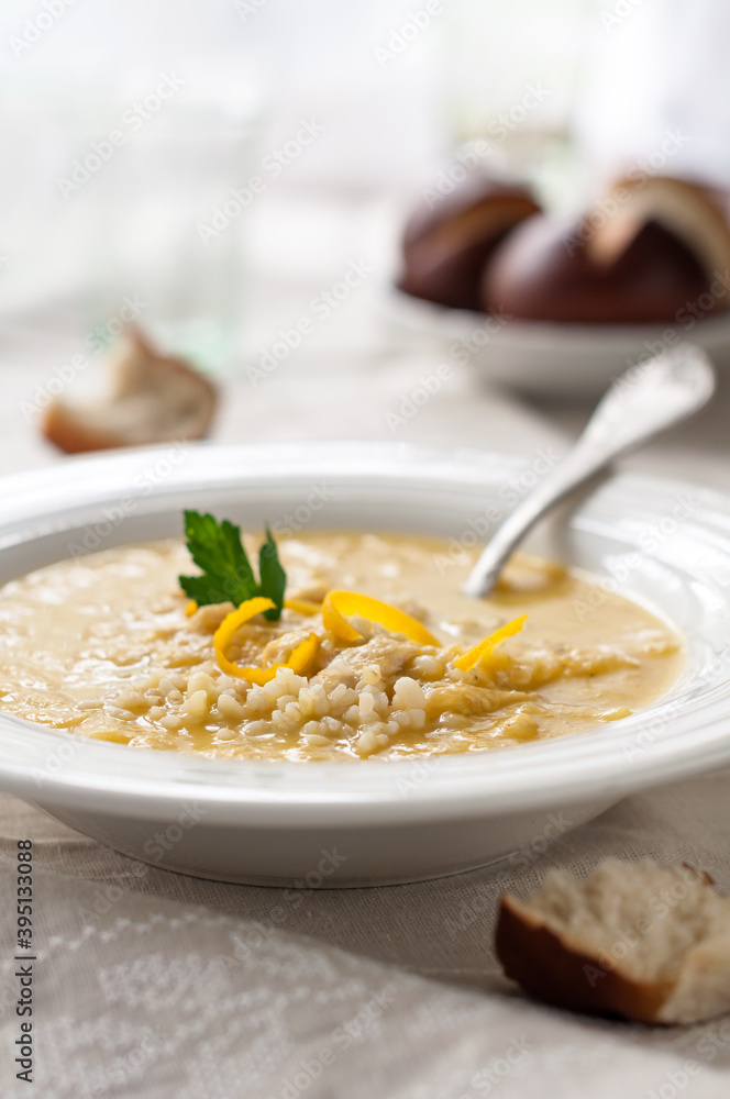 Cream of Chicken Soup with Bulgur and Orange Zest Cream of Chicken Soup with Bulgur and Orange Zest