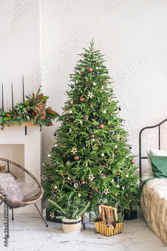 Christmas interior with new year tree